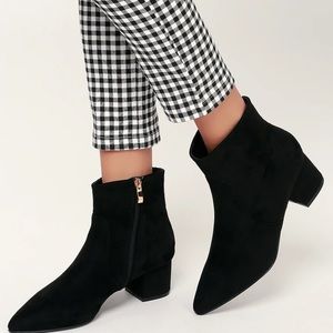 & Other Stories black suede leather pointed toe block heel booties 6.5